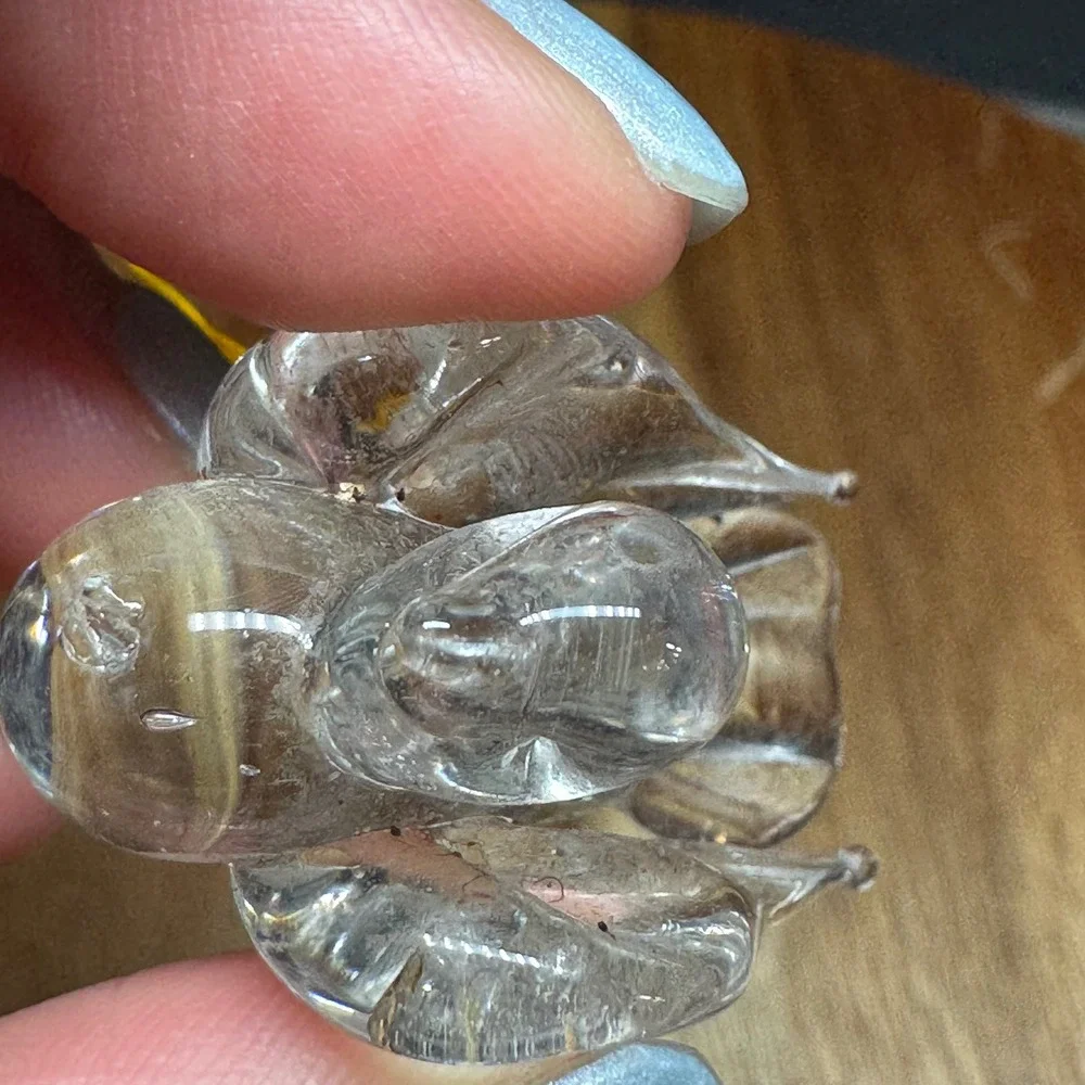 Vintage Hand Blown Clear Art Glass Bird Ornament Figurine 2